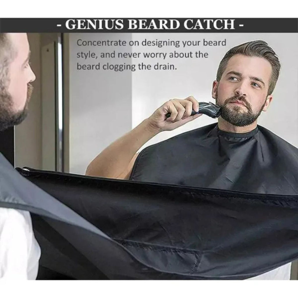 Beard Catcher Waterproof Shaving Apron for beard Trimmer - Beard Trimming Bib for Men Shaving & Hair Catcher, Non-Stick Hair Catcher Grooming Cloth with free 2 Suction Cups for Mirror