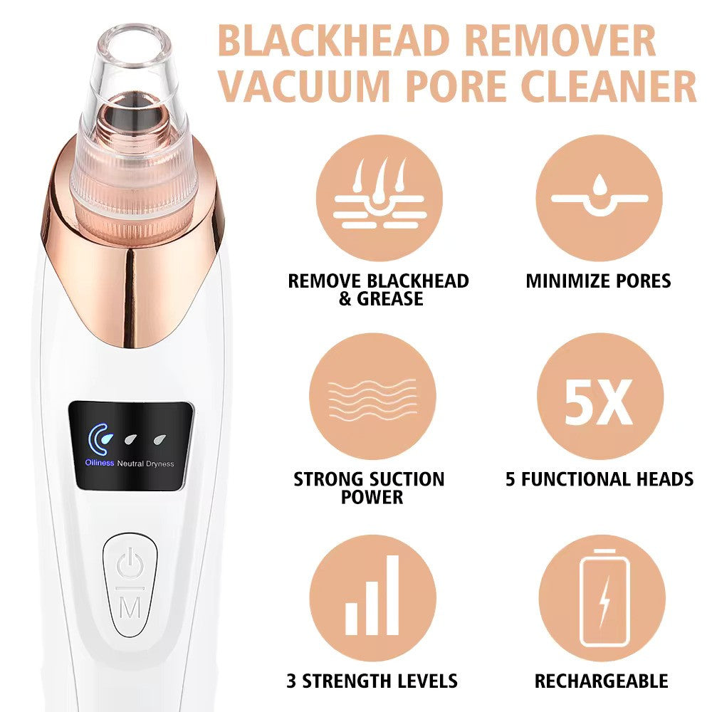 Blackhead Remover Diamond Dermabrasion Nose Vacuum Pore Cleanser Acne Pimple Suction Extractor USB Rechargeable Skin Care Tool