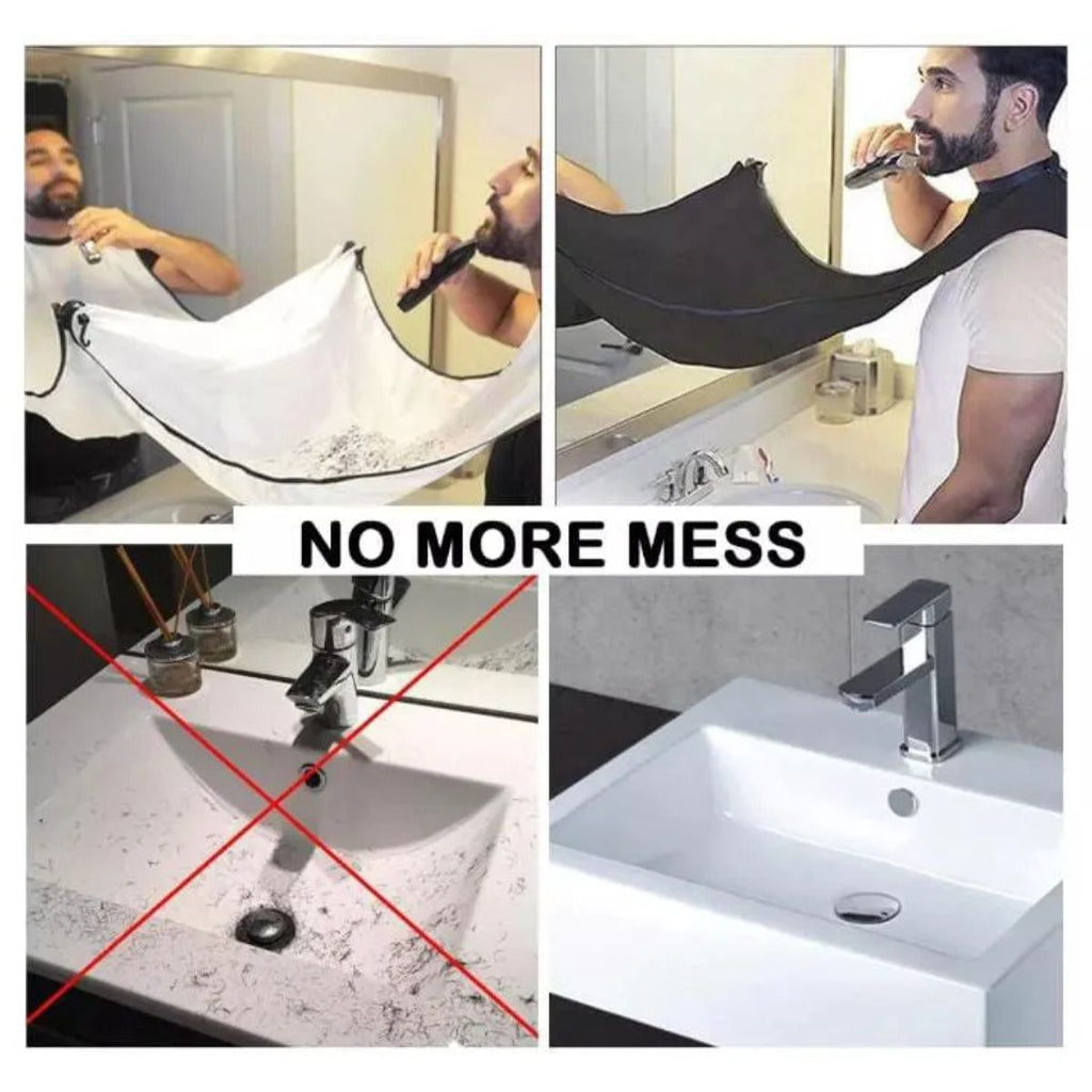 Beard Catcher Waterproof Shaving Apron for beard Trimmer - Beard Trimming Bib for Men Shaving & Hair Catcher, Non-Stick Hair Catcher Grooming Cloth with free 2 Suction Cups for Mirror