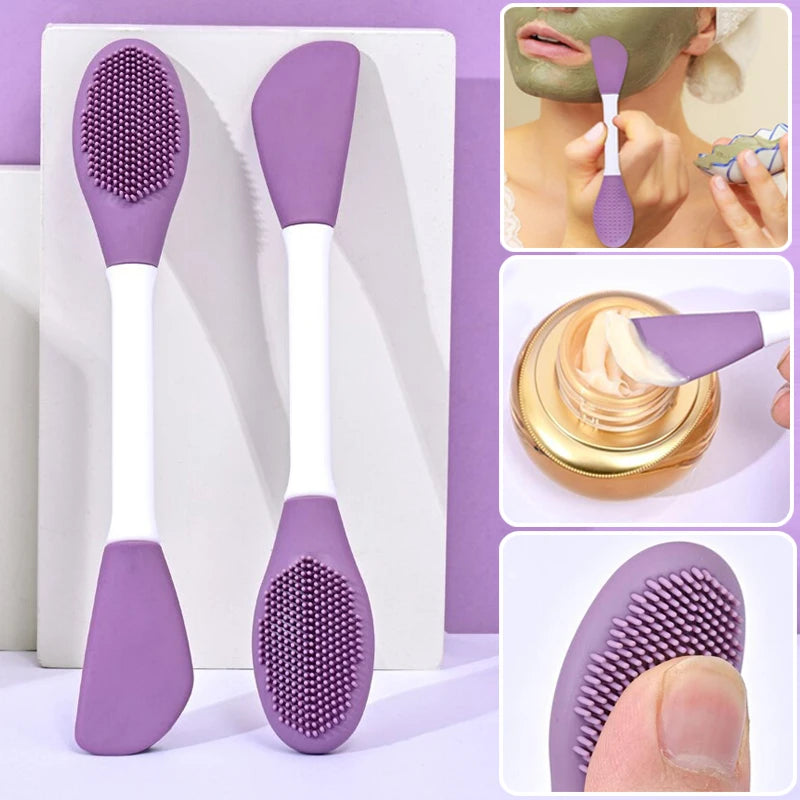 Double Head Silicone Facial Mask Brush Facial Massage Cleaning Brushs DIY Mud Film Scraper Facial Care Tool Dropshiping