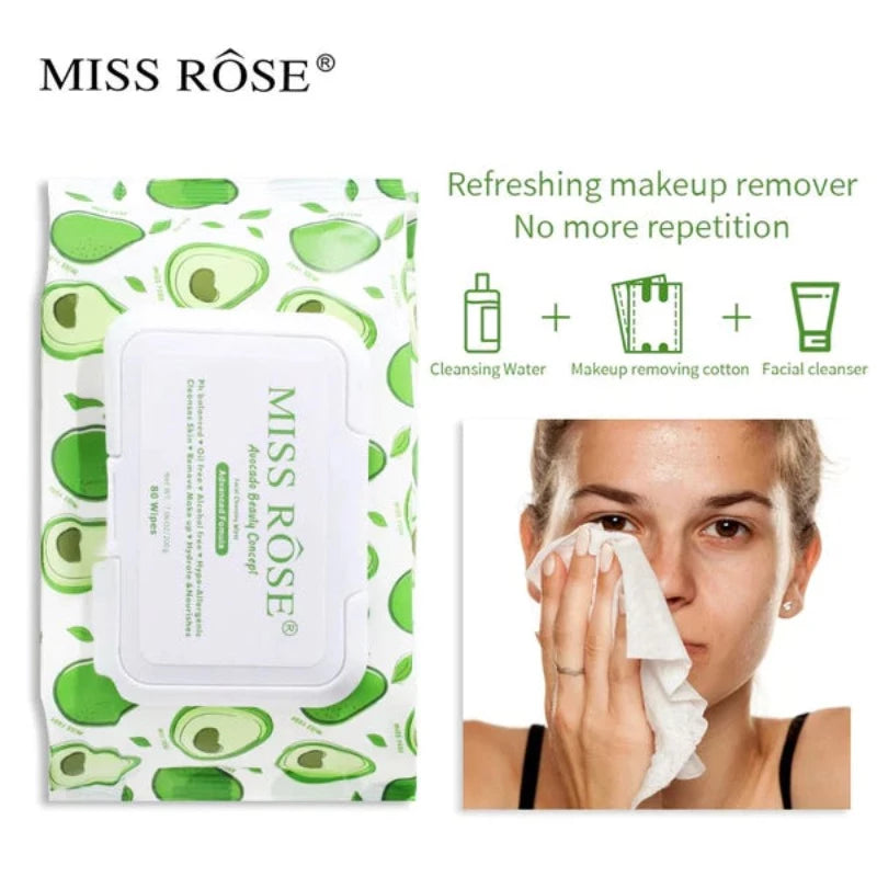 Miss Rose Avocado beauty concept facial cleaning wipes